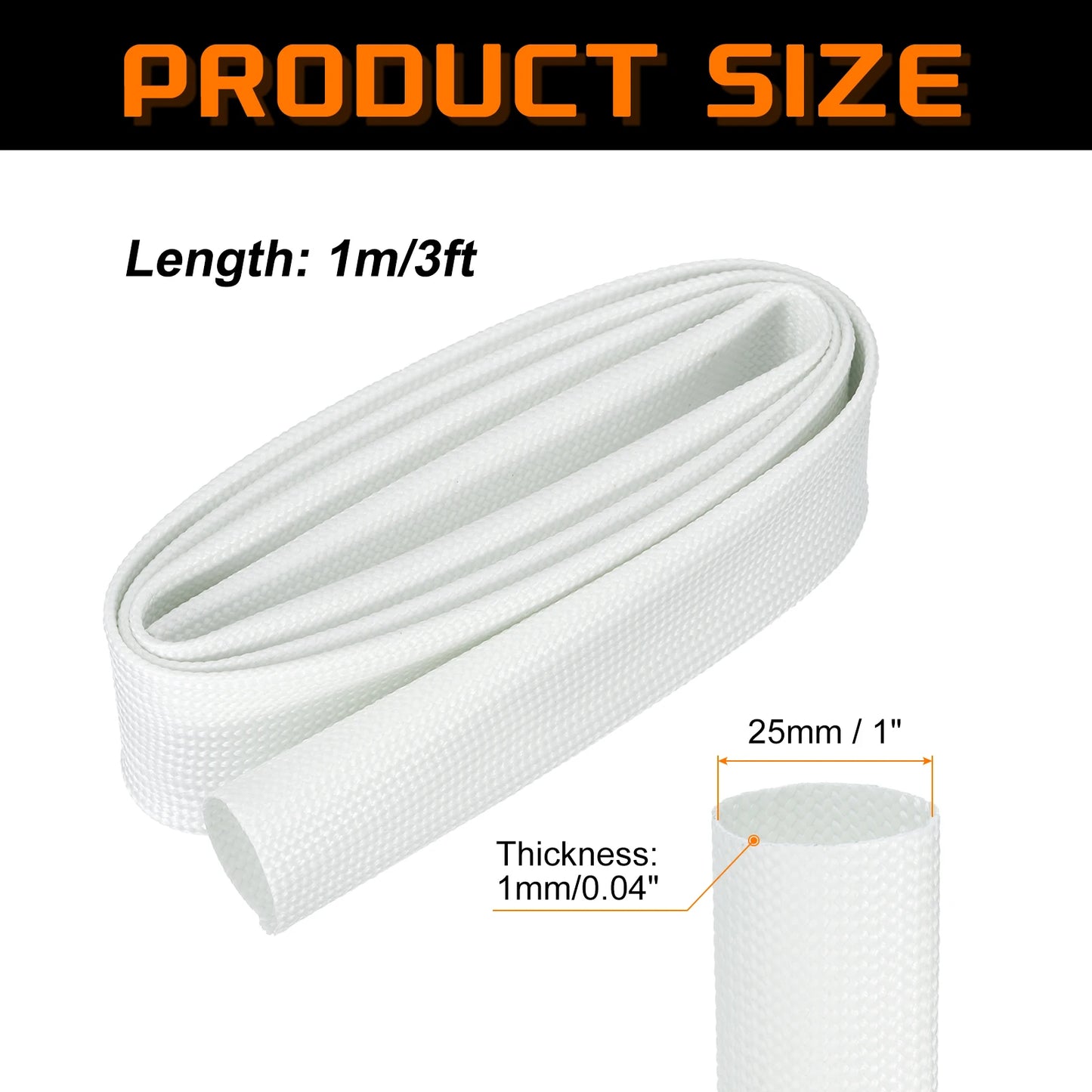 1/3 Meter geflochtene Kabelhülse, 12–25 mm ID, 200 °C, hitzebeständig, 1500 V, Glasfaser-Drahtisolierung, Kabelschutz, Organizer-Management