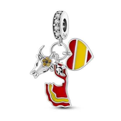 Reisepass-Charms aus 925er-Sterlingsilber, passend für Original-Armbänder, DIY-Flugzeug-Erde-Perlen für die Schmuckherstellung als Geschenk