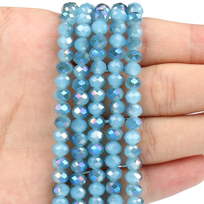 3/4/6/8mm Facettierte Jade Weiße Kristall Glas Perlen Vergoldet Flache Runde Lose Perlen für Schmuck Machen Diy Armband Ohrring