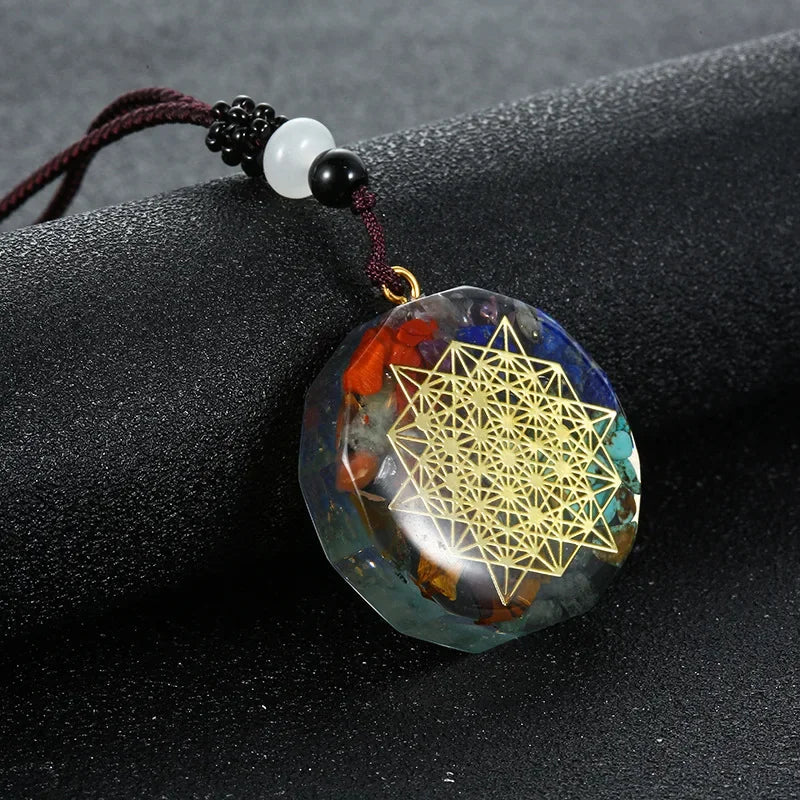Retro Bunte Chips Natürliche Türkis Amethyst Stein Chakra Orgon Energie Pendel Amulett Reiki Heilung Anhänger Halskette