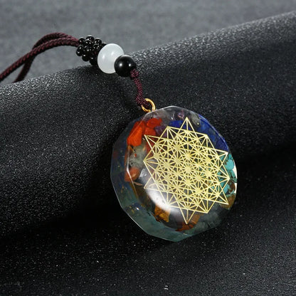 Retro Bunte Chips Natürliche Türkis Amethyst Stein Chakra Orgon Energie Pendel Amulett Reiki Heilung Anhänger Halskette