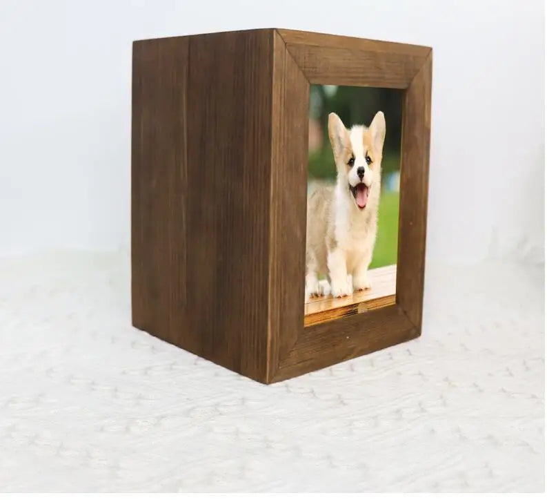 Hund Urnen Pet Memorial Holz Urnen für Hund Asche Sarg Katze Memorial Beerdigung Sarg Hunde Beerdigung Box mit Fotos Rahmen holz Box
