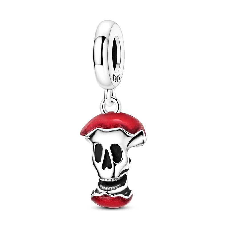 Rote Serie 925er Sterlingsilber, Koi-Herz, Pilz, Feuerwerkskörper, Kaffeemaschine, Charm, passend für DIY-Armbänder, Halsketten, exquisite lustige Geschenke