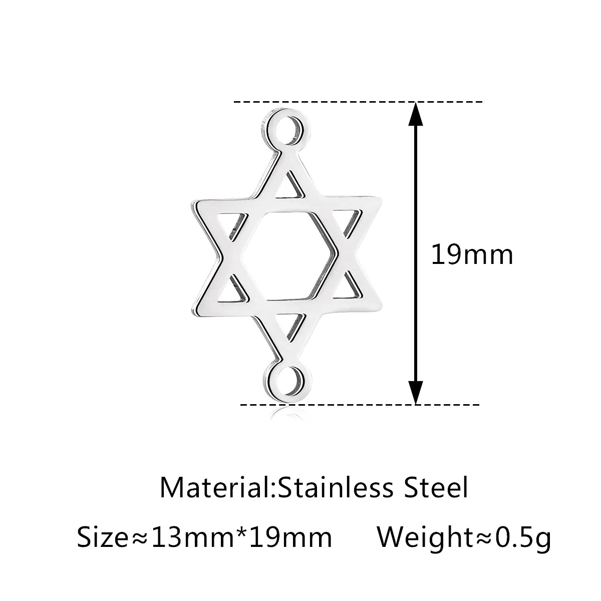 5Pcs Hohl Stern/Mond/Sonne Doppel Loch Charme Edelstahl Halskette Armband Anhänger DIY Link Stecker Schmuck machen Liefert