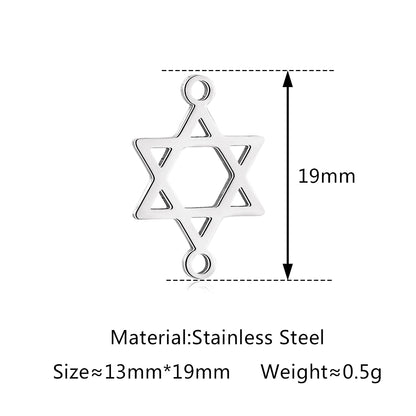 5Pcs Hohl Stern/Mond/Sonne Doppel Loch Charme Edelstahl Halskette Armband Anhänger DIY Link Stecker Schmuck machen Liefert