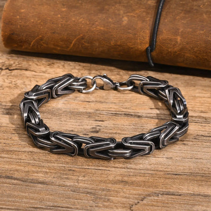 Klobige byzantinische Kettenarmbänder für Männer und Jungen, V-förmiges Edelstahl-Kettenglied-Armband, Vintage-Schmuck, Accessoires, Herrengeschenke