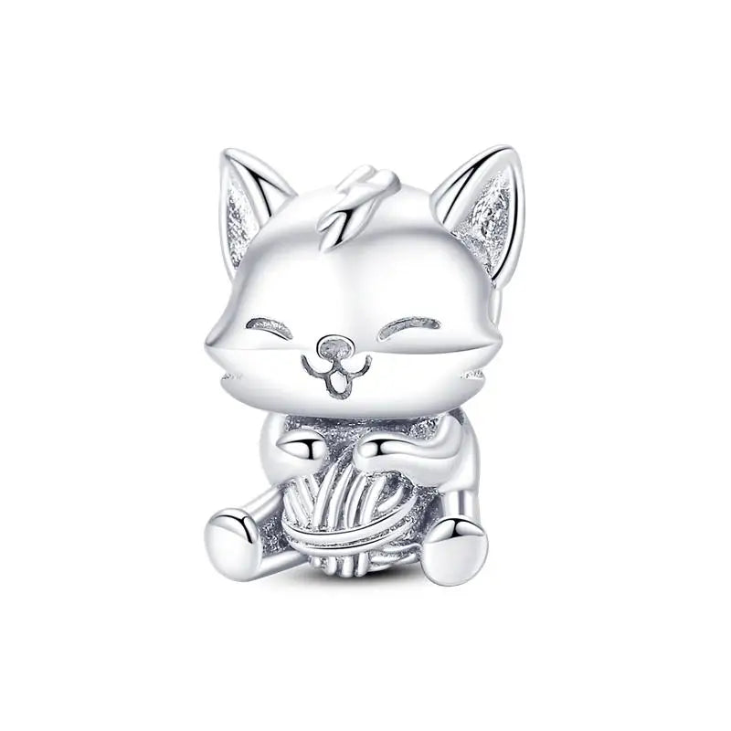 Animal Series Charms aus 925er-Sterlingsilber, Kaninchen, Katze, Pfau, Elefant, Türkei, Hund, passend für DIY-Armbänder, Halsketten, niedliche dekorative Geschenke