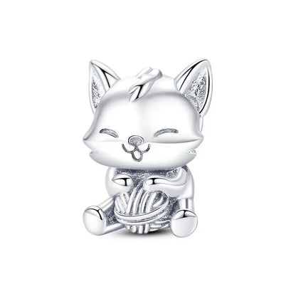 Animal Series Charms aus 925er-Sterlingsilber, Kaninchen, Katze, Pfau, Elefant, Türkei, Hund, passend für DIY-Armbänder, Halsketten, niedliche dekorative Geschenke