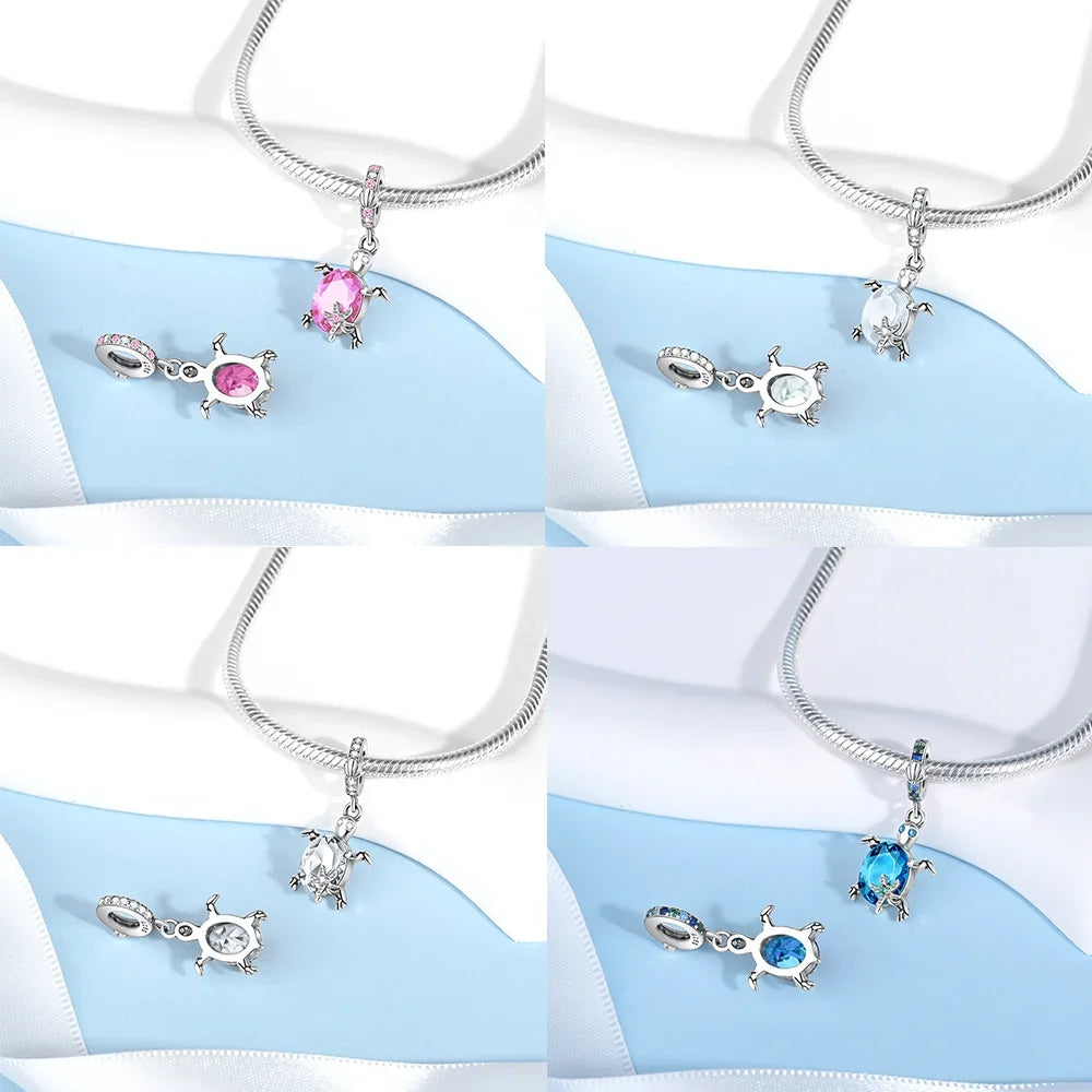 Charm-Charm aus 925er-Sterlingsilber, polychromatischer Zirkon, Sternschildkröte, Seestern-Charms, passend für Original-Armbänder, edler Schmuck, Weihnachtsgeschenk
