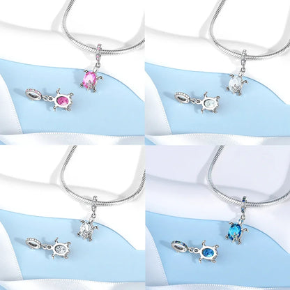 Charm-Charm aus 925er-Sterlingsilber, polychromatischer Zirkon, Sternschildkröte, Seestern-Charms, passend für Original-Armbänder, edler Schmuck, Weihnachtsgeschenk