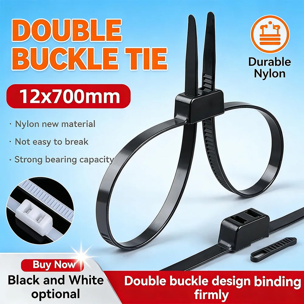 2/20 Stück robuste Polizeihandschellen (27,5") |   Flexible selbstsichernde Doppelkopf-Kabelbinder aus Nylon