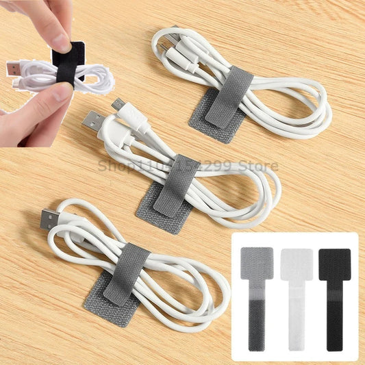 Neue wiederverwendbare Kabelbinder mit Klettverschluss, selbstklebender Netzkabel-Kabelhalter, verstellbare Kabelaufbewahrung, Desktop-Organizer, Manager