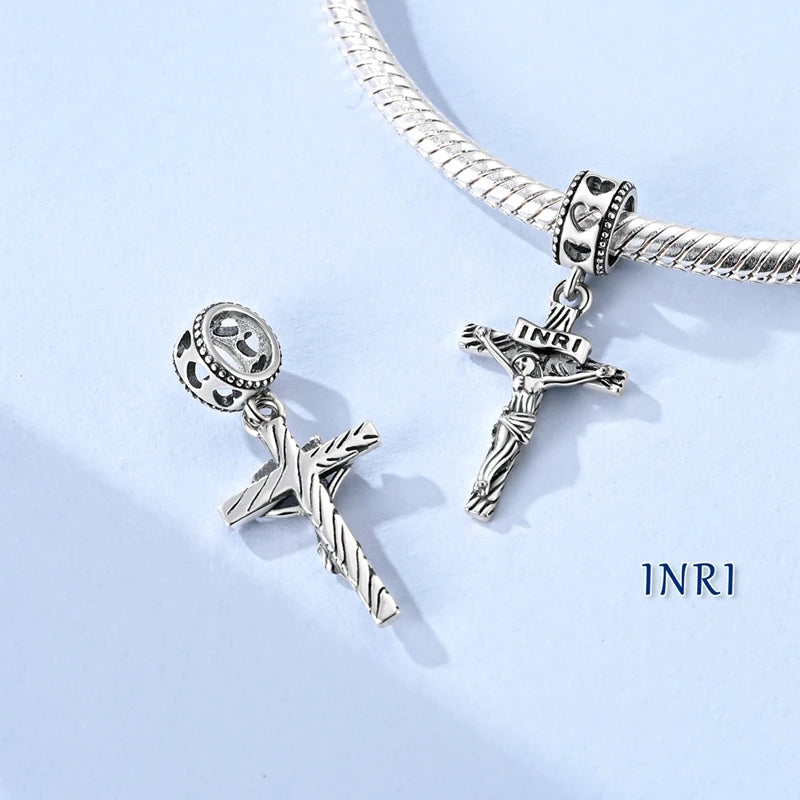 Charm Heiße Verkäufe 925 Silber Original Jesus Kreuz Charms Perlen Fit Anhänger Charm Armband Baumeln für Frauen DIY Edlen Schmuck Machen