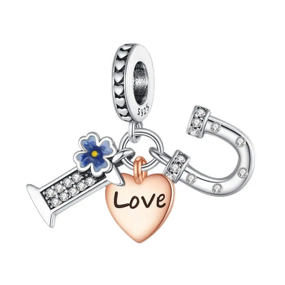 Romantischer 925 Sterling Silber Liebesschlüssel Herz-zu-Herz Charm für DIY Armband Halskette Verlobung Party Geschenke
