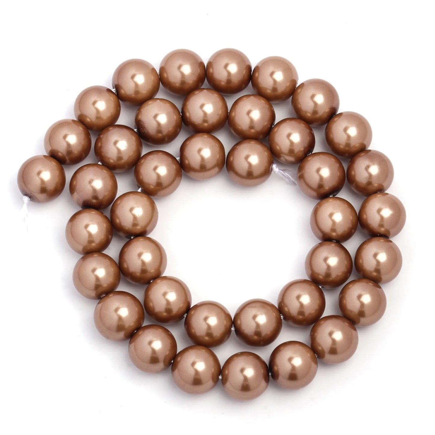 Großhandel Bulk Brown Shell Pearl Bead Runde lose Distanzperlen für Schmuckherstellung DIY Geschenk Armband Halskette 15'' 4 6 8 10mm
