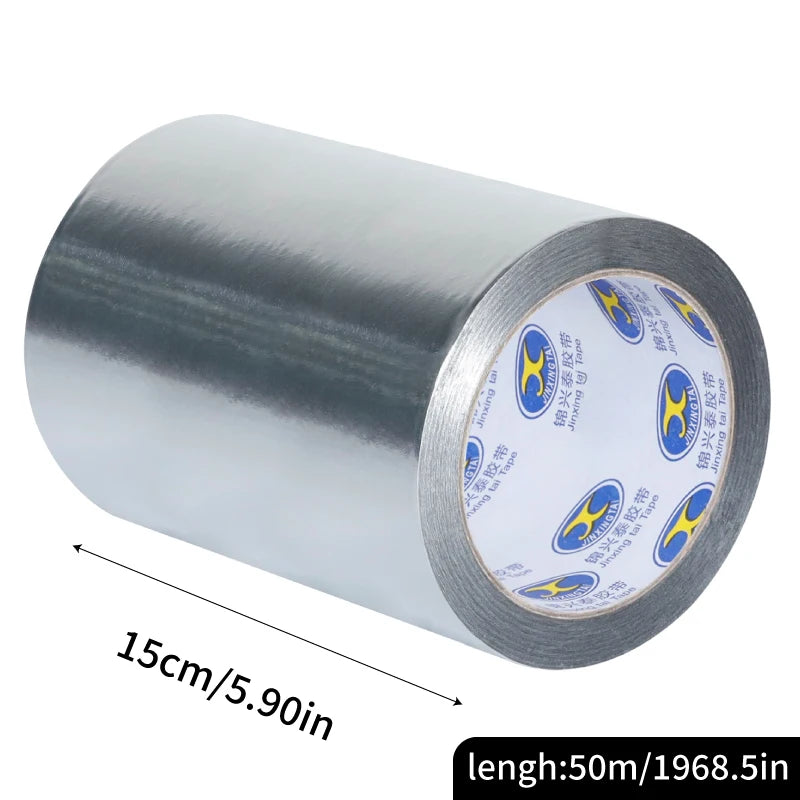Aluminiumfolienband 50m, 50µ/0,05mm, Stark Klebend für Abdichtung, Isolierung, Hitzebeständigkeit, Verschiedene Breiten (2-20cm) für HVAC
