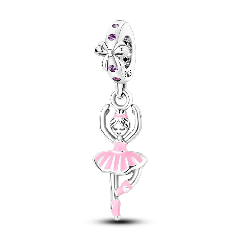 Neue 2025 925 Sterling Silber Charms Perlen Liebe Herz Rosa Original Charm Anhänger Fit Charm Armbänder DIY Schmuck Geburtstag Geschenk