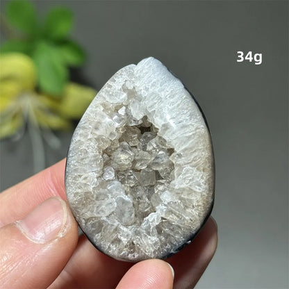 Natürlicher schwarzer Achat, Kristallloch, eiförmiger Kristall, Heilung, spirituelle Meditation, Mineralquarz, Aura, Energie, Heimdekoration