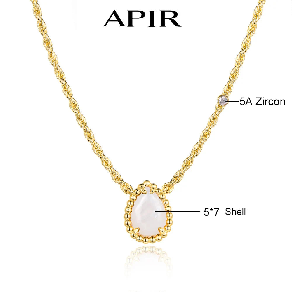 APIR Edelstein Wassertropfen Halskette Böhmischer Stil Damen Anhänger Halskette 5A Zirkon Kette Halskette Schmuck Täglich Niedrigster Preis