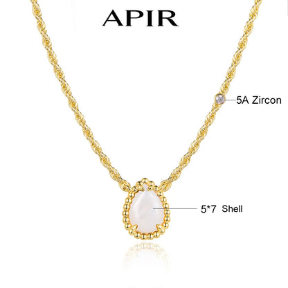 APIR Edelstein Wassertropfen Halskette Böhmischer Stil Damen Anhänger Halskette 5A Zirkon Kette Halskette Schmuck Täglich Niedrigster Preis