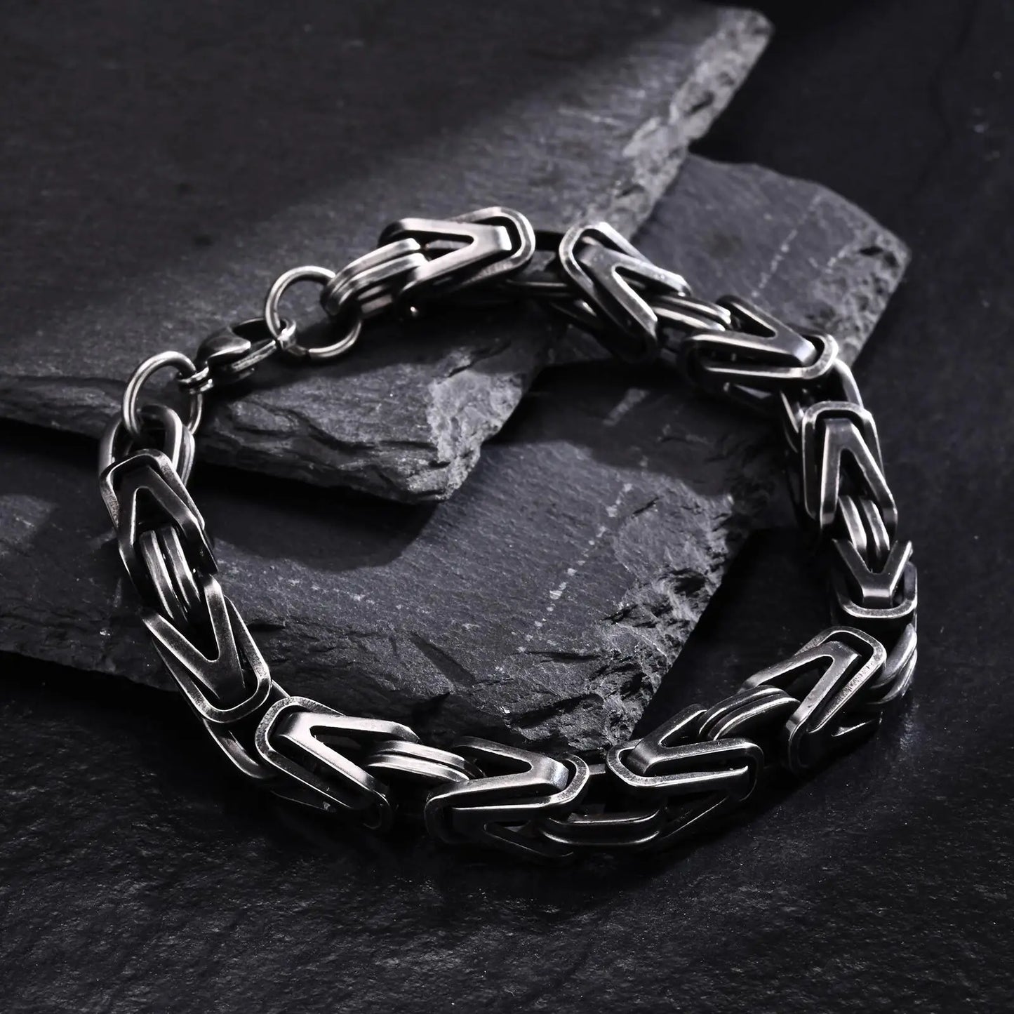 Klobige byzantinische Kettenarmbänder für Männer und Jungen, V-förmiges Edelstahl-Kettenglied-Armband, Vintage-Schmuck, Accessoires, Herrengeschenke