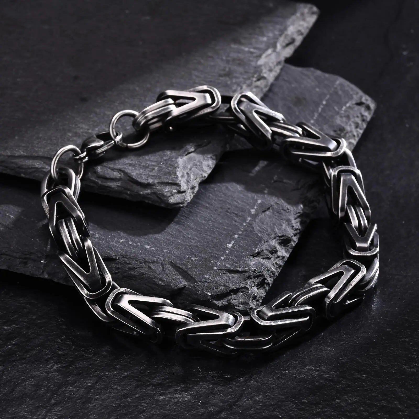 Klobige byzantinische Kettenarmbänder für Männer und Jungen, V-förmiges Edelstahl-Kettenglied-Armband, Vintage-Schmuck, Accessoires, Herrengeschenke