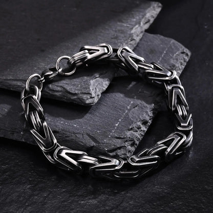 Klobige byzantinische Kettenarmbänder für Männer und Jungen, V-förmiges Edelstahl-Kettenglied-Armband, Vintage-Schmuck, Accessoires, Herrengeschenke