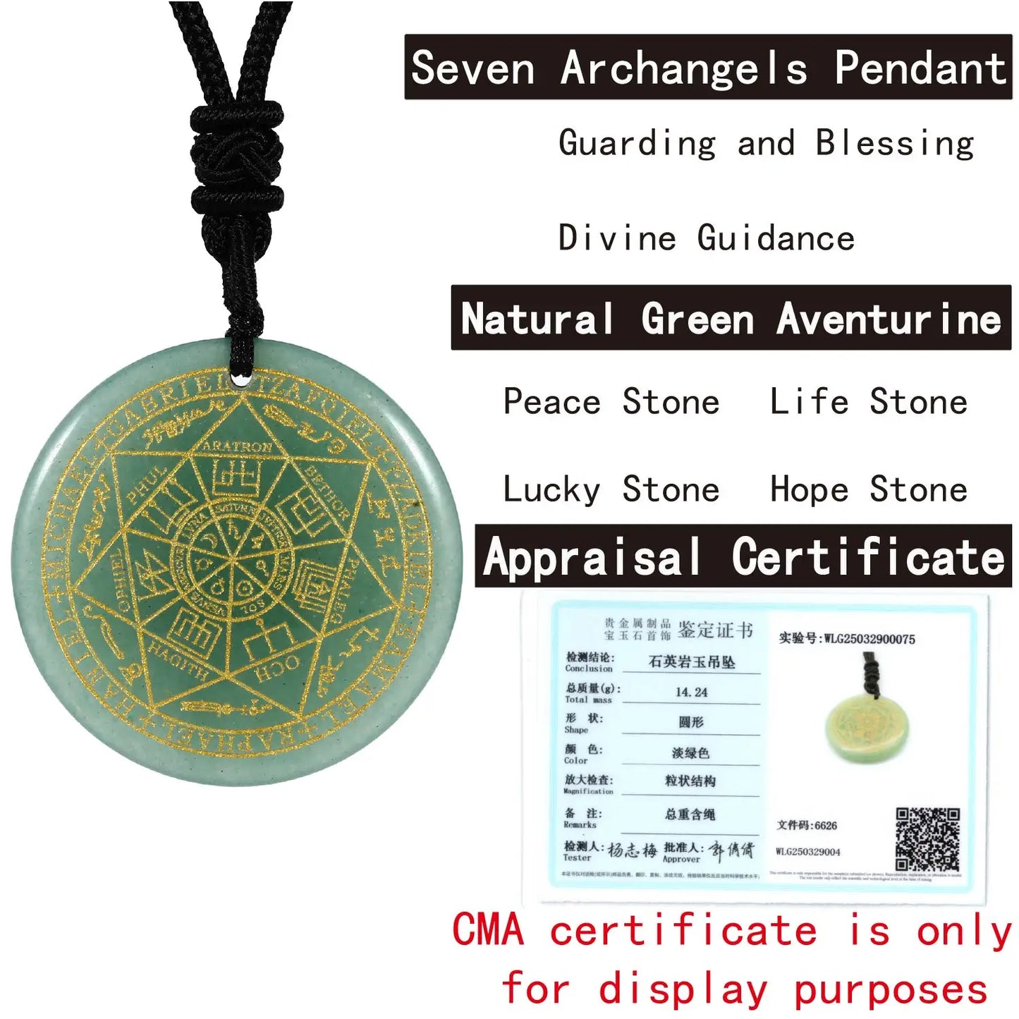 Sieben Erzengel Amulett Naturkristall Quarz Anhänger Michael Männer Siegel von Solomon Talisman Halskette Schutz Schmuck Kragen