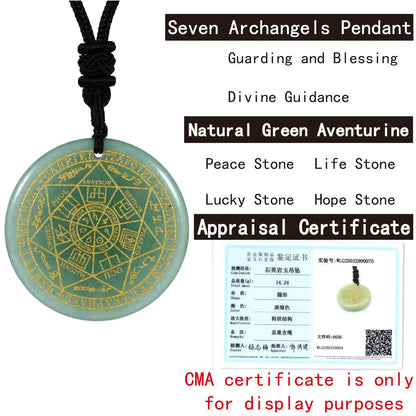 Sieben Erzengel Amulett Naturkristall Quarz Anhänger Michael Männer Siegel von Solomon Talisman Halskette Schutz Schmuck Kragen
