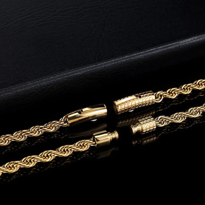 6mm Seil Kette Halskette Edelstahl Nie Verblassen Wasserdicht Halsband Männer Frauen Schmuck Gold Farbe Ketten Geschenk