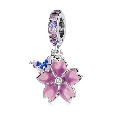 WOSTU Mode Frühjahr Serie Charms Perlen Echt 925 Sterling Silber Blume Vogel Pendent Fit Original-DIY Armband Halskette Schmuck