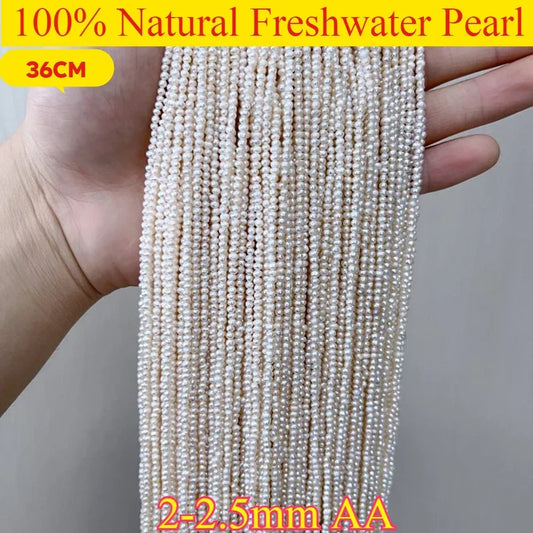 2-2,5mmAA Echte Runde Kleine Weiße Perle Großhandel Natürliche Süßwasser Perle Schmuck MakeDIY Halskette Armband Frauen Geschenk hochzeit