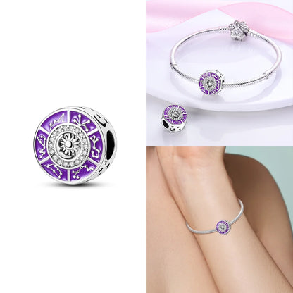 Original 925 Silber Lila Romantische Sternenplanet Perlen Halskette Charms Perlen Fit Armband Frauen Diy Zubehör Feines Geschenk