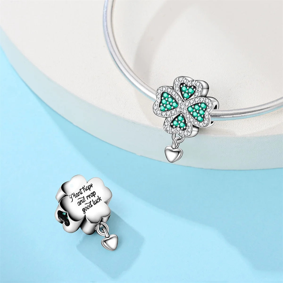 Glücksbringer aus 925er-Sterlingsilber mit vierblättrigem Kleeblatt, Hufeisenkrabbe, Marienkäfer-Zahlen-Charm, passend für DIY-Armbänder, Halsketten, Gesundheit, Glücksgeschenke