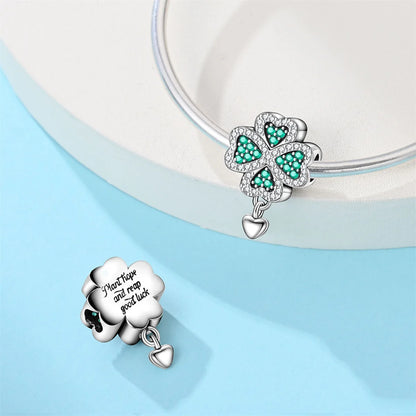 Glücksbringer aus 925er-Sterlingsilber mit vierblättrigem Kleeblatt, Hufeisenkrabbe, Marienkäfer-Zahlen-Charm, passend für DIY-Armbänder, Halsketten, Gesundheit, Glücksgeschenke