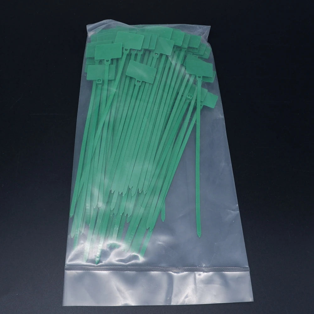 100 Stück Nylon-Kabelbinder, Etiketten, Kunststoffschlaufe, selbstsichernde Kabelbinder-Wraps, Netzwerk-Befestigungsgurte, Marker, 4 x 150 mm, 3 x 100 mm, 4 x 200 mm