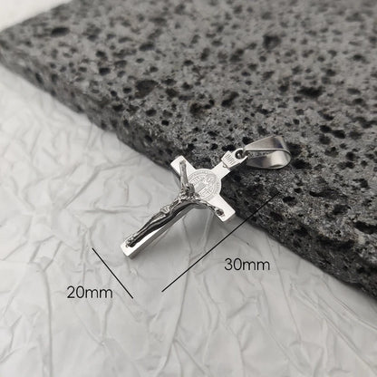 Neues Design 18K vergoldeter wasserdichter Jesus-Kreuz-Anhänger aus Edelstahl für Männer, religiöse Charms