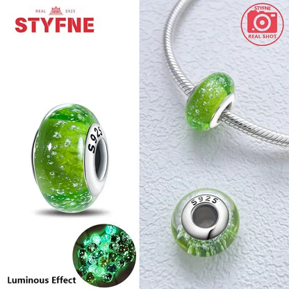 Echtes Sterlingsilber 925, Blumen-Charms, Glas, neue Original-Perle, bunt, Murano, passend für Original-Armbänder, DIY für Frauen, Schmuck, Geschenke