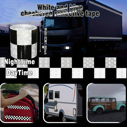 Reflektierender Aufkleber, quadratisches Gitter, kariertes Muster, Reflektorband, rot, gelb, fluoreszierend, weiß, reflektierender Film für LKW, Auto, Straße