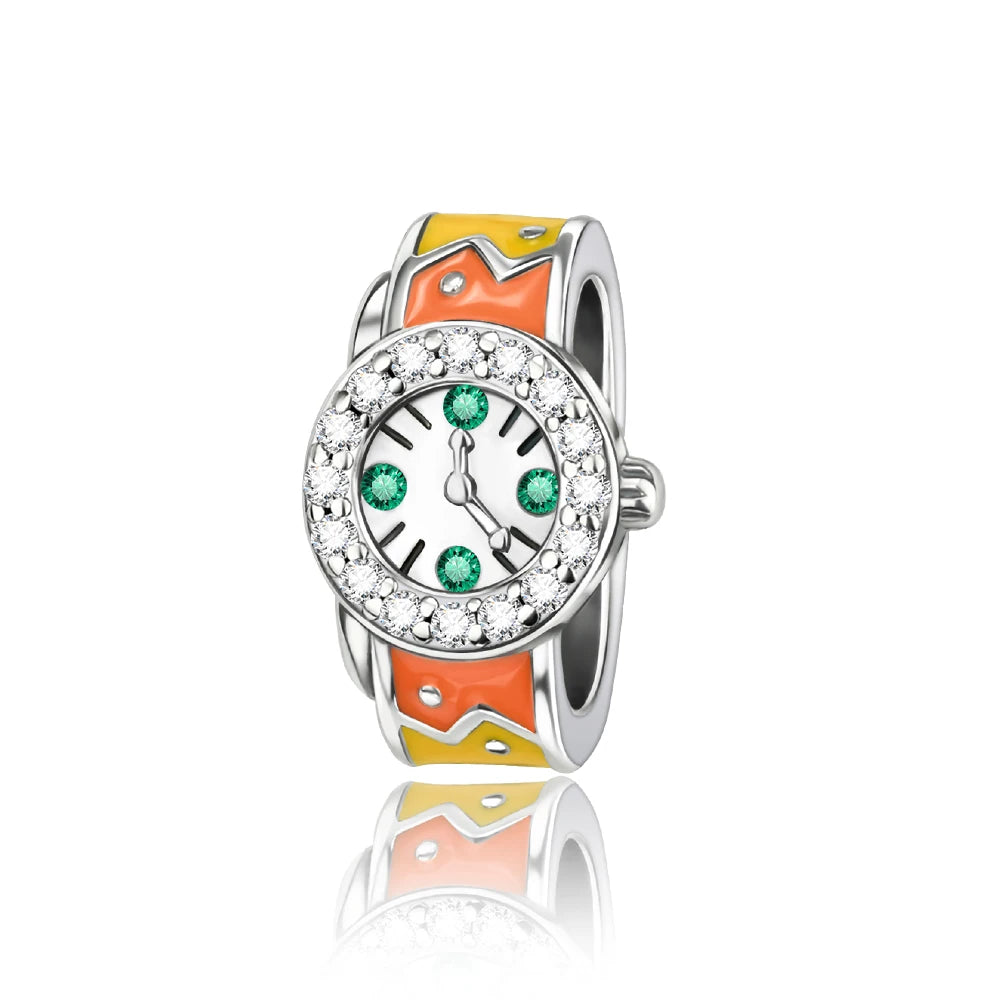 Kürbishaus-Perlen und Kuchen-Donut-Herzform aus 925er-Sterlingsilber, dreifach baumelnder Charm, passend für Armbänder, goldene orangefarbene Anhänger-Geschenke