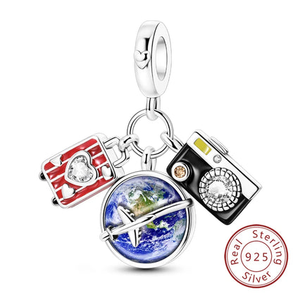 Original-Charms für den Abschluss, Perlen-Anhänger, 925er-Sterlingsilber, Bachelor-Hut, Kappen-Charms, passend für Armbänder, DIY-Zeremonie, Schmuck, Geschenk