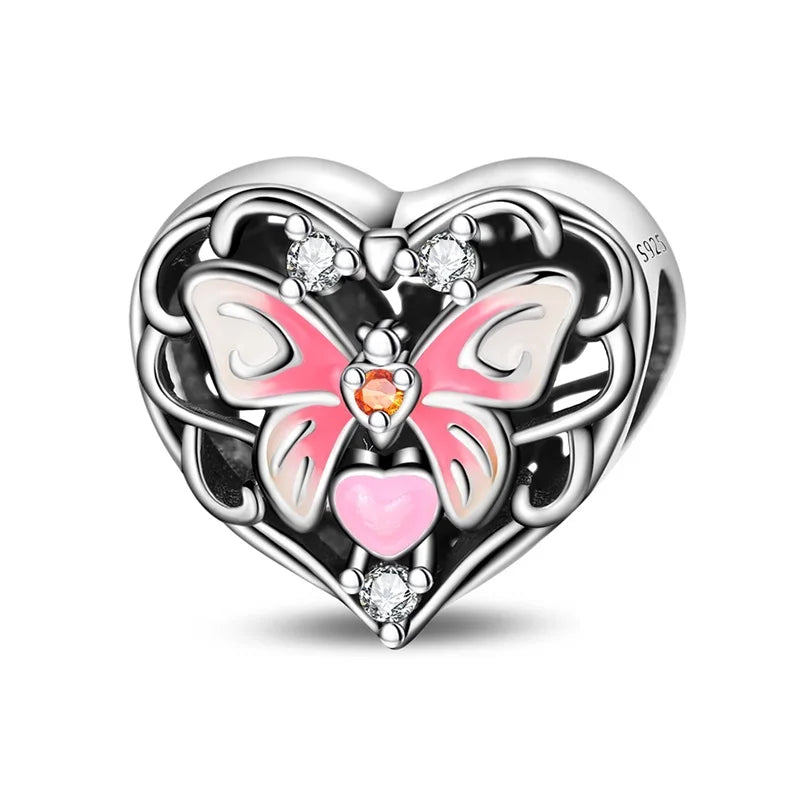 Glänzende Schmetterlingsanhänger aus 925er-Sterlingsilber mit flatternder Dunkelheit, passend für DIY-Armbänder, Halsketten, romantisches Geschenk, Paarung