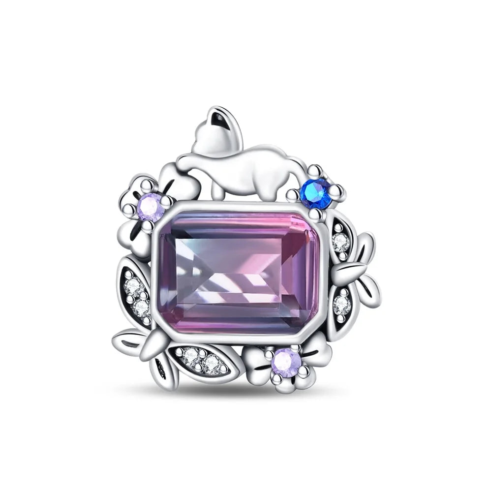 Lila Serie 925 Sterling Silber Maiglöckchen Rose Meerjungfrau Hexenhut Charm Passend für DIY Armband Halskette Charmante Geschenke