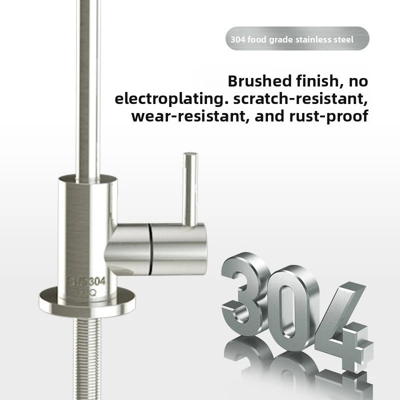 Wasserhahn aus Edelstahl 304, 1/4 Zoll Küchenarmatur, großes, gebogenes, gerades Trinkwasserhahn-Zubehör.