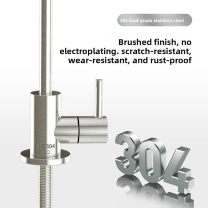 Wasserhahn aus Edelstahl 304, 1/4 Zoll Küchenarmatur, großes, gebogenes, gerades Trinkwasserhahn-Zubehör.