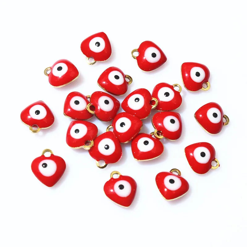20 Stück 9x8mm Emaille Böse Augen Herz-Anhänger Edelstahl DIY Schmuck Making Zubehör Erkenntnisse Armband Ohrringe