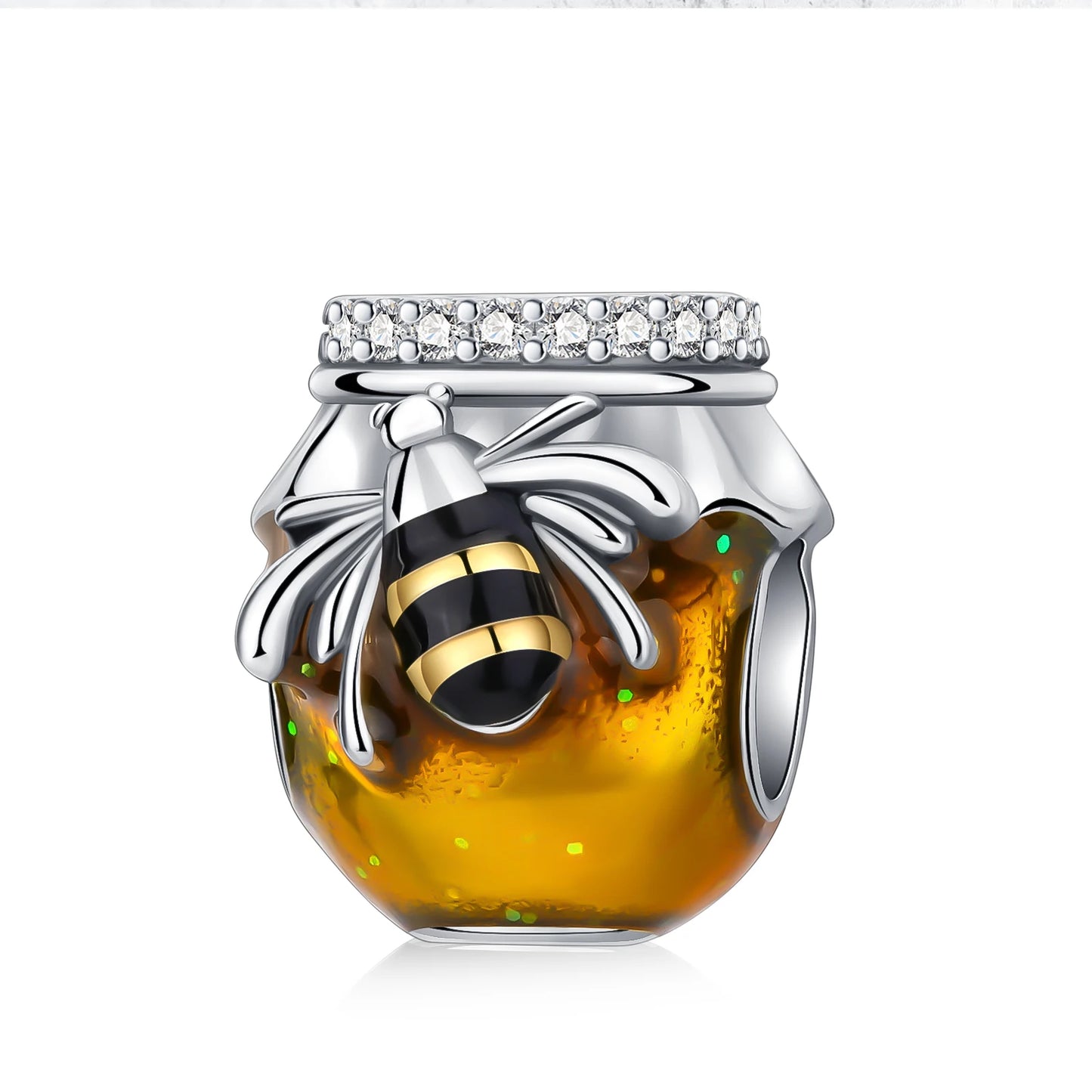 Leuchtender baumelnder Charm mit Frühlingsthema, 925er Sterlingsilber, Biene-Honeypot-Anhänger für Armband, Halskette, DIY-Charms, Schmuck