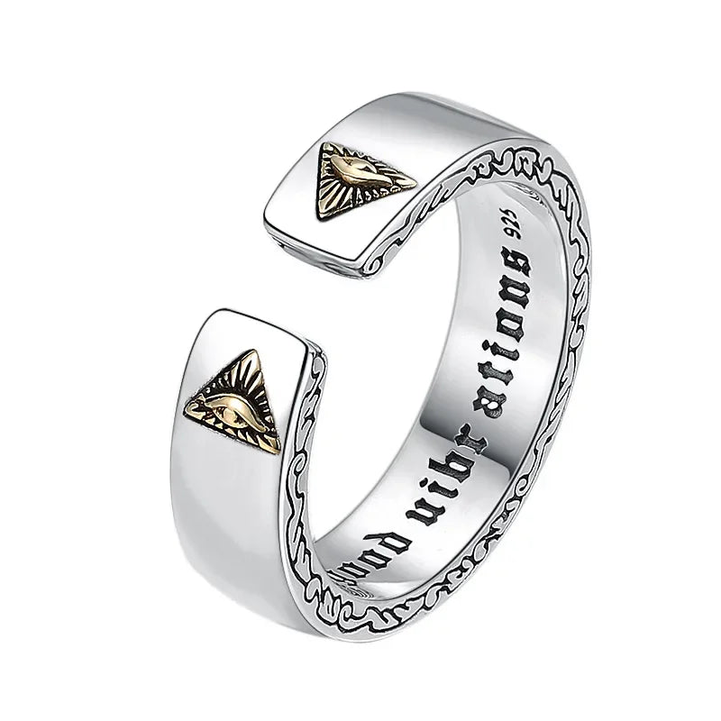 Retro Poseidon Kompass Ring versilbert Hexagramm Öffnung verstellbarer Ring Männer und Frauen Hip-Hop Trend Schmuck Geschenk