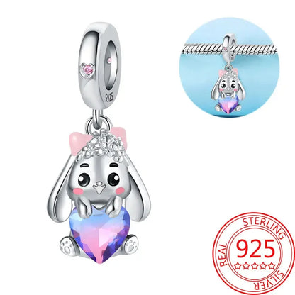 Exquisiter kleiner Affe aus 925er-Sterlingsilber, umarmender roter Herz-Anhänger, passend für Armbänder, Halsketten, Party-Paarung mit handgefertigten Geschenken