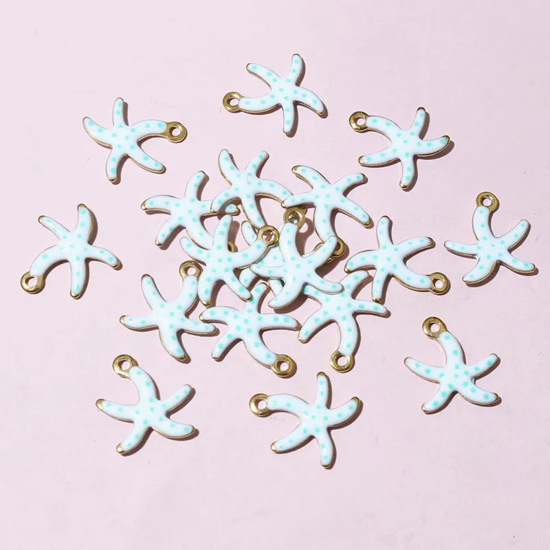 20 Stück 10,5x10mm Edelstahl Kleine Seestern Anhänger Emaille DIY Schmuck Herstellung Zubehör Zubehör Halskette Ohrringe